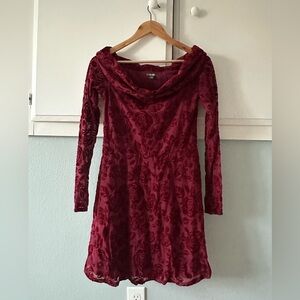 Wild Fable Burgundy Floral Long Sleeve Dress